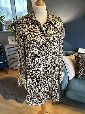 Zara Leopard Print Oversized Satin Feel Shirt Size M • £8.99