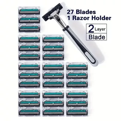 27 Twin Stainless Steel Blades Shaving Disposable Razors With 1 Handle For Men • $9.99