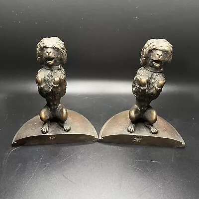 Bronze POODLE DOG BOOKENDS Vintage Set • $59.99