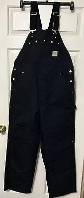 NWOT CARHARTT Size XL 40 X 32 Black Insulated Quilted Bib Overalls Mens • $89.95