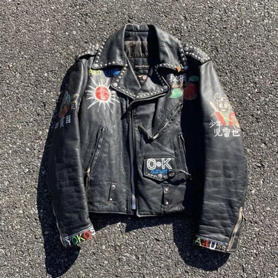 $501.98 • Buy Vintage Studded Riders Leather Jacket Punk Tack Jean Archive