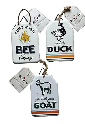 Red Shed  Small Metal Sign Ornament Or Decor Animal Humor 6 X 4  Set Of 3 • $18