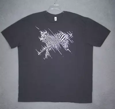 Zebra Shirt Adult 3XL XXXL Gray White Graphic Short Sleeve Cotton Crew Neck Men • $10.24