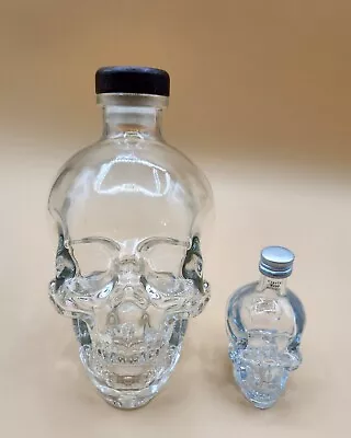 Crystal Head Bottle Skull Vodka Empty Glass Skeleton Clear Bottle 750ml And 50ml • $34