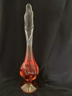 Vintage Viking Glass Orange Small Swung Pedestal Vase 11” • $34.50