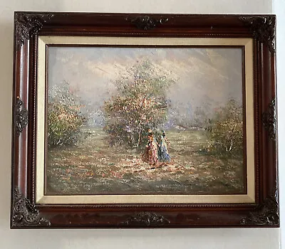 Signed Marie Charlot Original Oil Painting Woman Walking Country Landscape 12x16 • $360