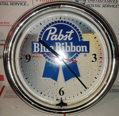 Non Working PBR Pabst Blue Ribbon Easy Beer Bar Neon Advertising Wall Clock Sign • $35.99