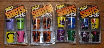 Party Shots Unbreakable 4-Pack Shots Plastic Shot Glasses You Choose Design  • $4.99