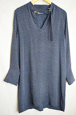 EQUIPMENT FEMME Blue.black Silk Lsleeve Shift Dress Sz M.12 EUC • $50