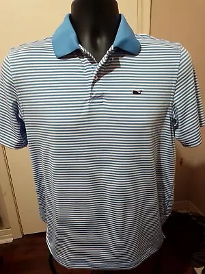 Vineyard Vines Performance Polo Shirt Boy's Large L (16) Blue White Striped • $19.99