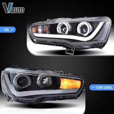 VLAND LED Headlights For Mitsubishi Lancer Evo Audi Style Angel Eyes Left+Right • $224.99