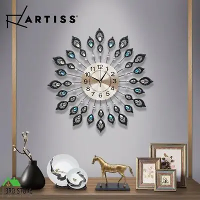 $59.50 • Buy Large Modern 3D Crystal Wall Clock Luxury Art Silent Round Dial Home Decor