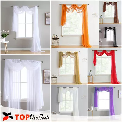 £7.99 • Buy Voile Scarves  ~ Net Curtains Swags & Scarf Voile Panel -  Huge Range Of Colours