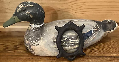 Vintage Paper Mache Mallard Drake Decoy With Glass Eyes & Victor Weight • $24.99