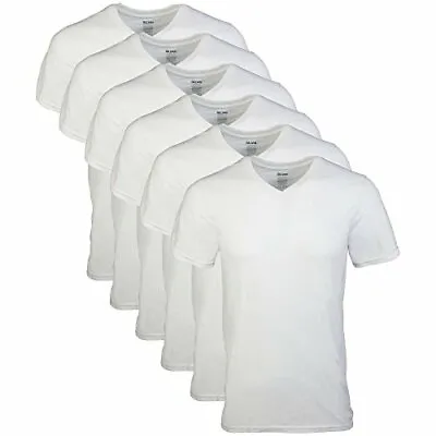 Gildan Men's V-Neck T-Shirts Multipack White (6  Assorted Sizes  Colors  • $22.05