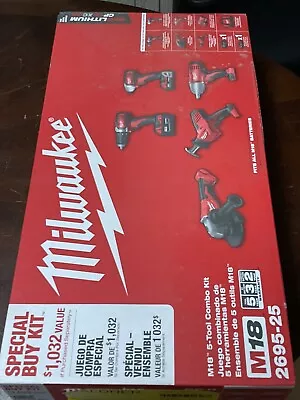 MILWAUKEE 2695-25CX 18v M18 Volt 5 Tool Combo Kit Drill Impact Circular Hack Saw • $575