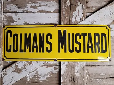 Vintage Colmans Mustard Porcelain Sign 36  Large Food Service Condiment Sign • $377.92