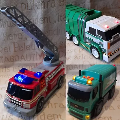 Fire Engine Toy Recycling Garbage Rubbish Truck Rescue Drives Noises Lights • £4.99