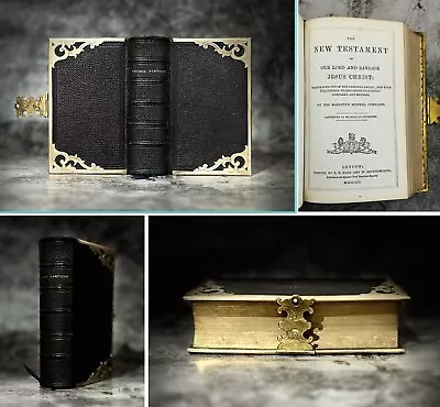 Antique 1862 Old Bible & Prayer Book Embossed Leather Clasps Eyre & Spottiswoode • £59.95