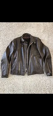 60’s/70’s Men’s Vintage Lesco Leather Cafe Racer Brown Leather And Lined Jacket • $135
