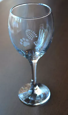 Cani Cross Print Paw  Run Wine Glass Etched Gift Present Dog Bike Scooter Jor  • £11.99