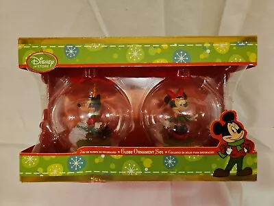 The Disney Store 2012 Mickey And Minnie Mouse Globe Ornament Set • $29.98