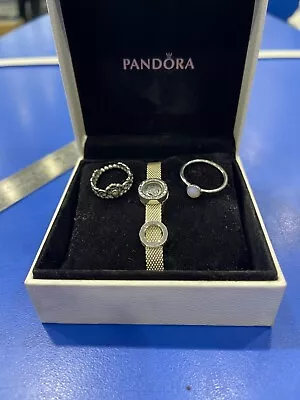 $112.50 • Buy Pandora Reflexions 925 Mesh Bracelet 15cm + 2 Charms + 2 Pandora Rings