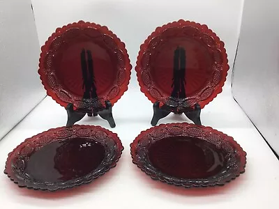 Avon 1876 Cape Cod Collection Ruby Red Glass Dessert Plates (1980) • $19.99