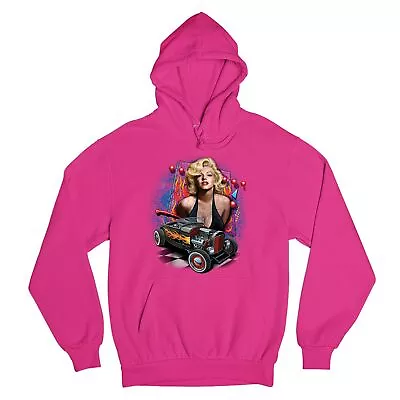 Marilyn Monroe Hot Rod Sweatshirt Vintage Route 66 Drag Racing Hoodie • $37.95