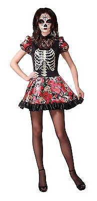 £14.99 • Buy Halloween Ladies Skeleton Living Doll Costume Day Of Dead Fancy Dress NEW 12-14