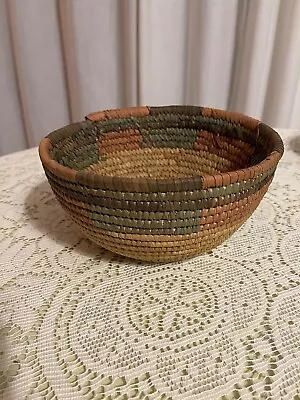 Vintage African Tribal Hand Woven Coil Basket • $15