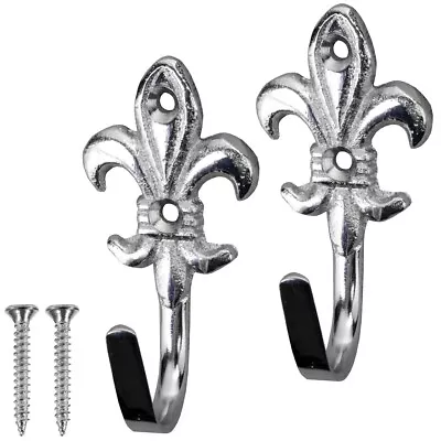 £6.90 • Buy PAIR OF FLEUR DE LYS TIEBACK TASSEL HOOK Decorative Metal Curtain Cord Hold Back