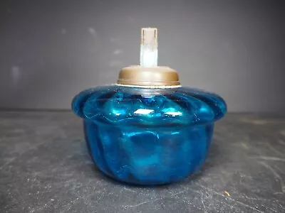 Vintage Small Blue Glass Oil Lamp Base Only • £14.99