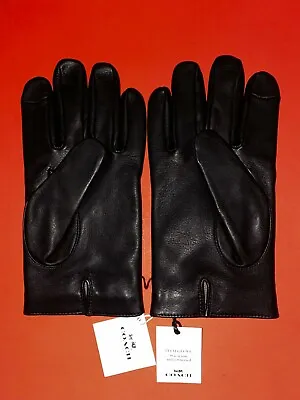 NWT COACH MEN'S BASIC NAPPA LEATHER TECH TOUCH SCREEN GLOVES Black M • $82.95