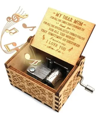 $6.49 • Buy NEW! Mini Wooden Music Box Wife Laser Engraved You Are My Sunshine Hand Wind