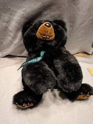 MJC International Laying Down Black Fuzzy Teddy Bear 16  Plush 1988 • $35.99