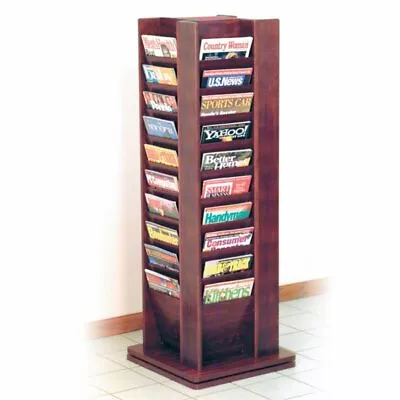 Pemberly Row 40 Magazine Spinning Rack In Mahogany • $579.44