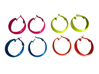 Small Hoop Earrings Neon 1980's Retro Large Bright Funky Ladies Girls Party Rave • £2.45
