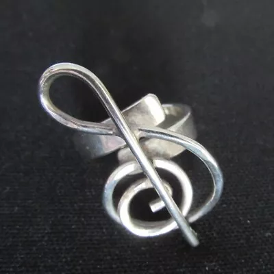 Music Note Ring Adjustable Sterling Silver Musical Treble Musician .925 Silver • $19