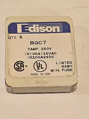 Edison Fuses Fuse Bgc7 7a 7 Amp 250v Lot Of 3 Ir10ka125vac Ir200a250vac • $5.99