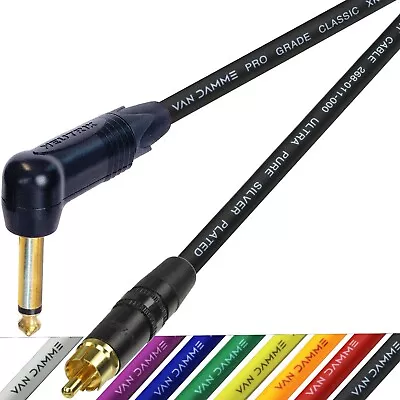 £22.85 • Buy RCA Gold Phono To Right Angle Jack Cable Van Damme Neutrik 1/4 Lead HIFI Sub