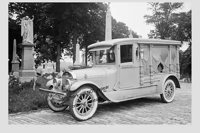 $4.88 • Buy Vintage Creepy Hearse PHOTO Scary Cemetery Funeral 1924 Lincoln Car