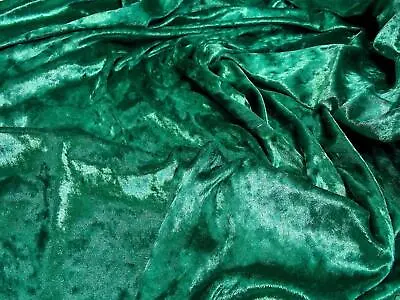 Crushed Velvet Velour Fabric Material - EMERALD • £1.99