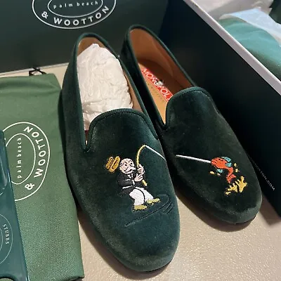 $650 Stubbs & Wootton MONOPOLY -  Velvet Loafers Slippers Women’s 7.5 - Fishing • $179