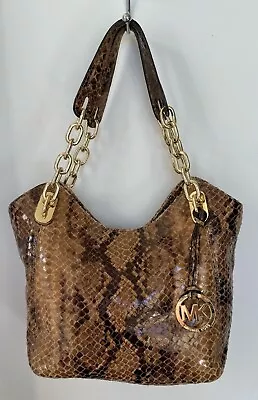 Michael Kors Lilly Tote Purse Shoulder Bag Snakeskin Python Embossed Leather • $95