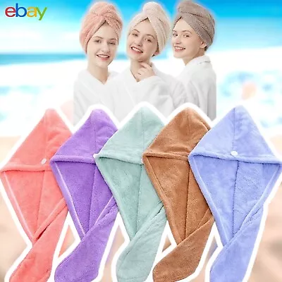 Hair Turban Towel | Microfibre Head Wrap | Quick Dry Drying Bath Shower Hat Cap • £3.39