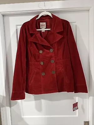 Mossimo Supply Co Women's Long Sleeve Button Peacoat Jacket - Red - Large Nwt • $22.94