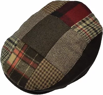 Men's Patch Driving Cap Plaid Newsboy Wool Gatsby  Flat Hat Cabbie Herringbone • $15.99