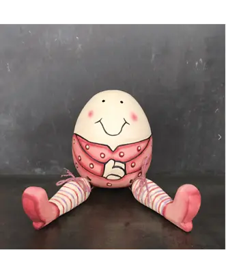 East Of India Red/Pink Wooden Humpty Dumpty Ornament Baby Christening • £14.50