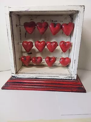 Wooden Box With Clay Hearts/Mexican/ Slide Heart For Loving Acts • $10